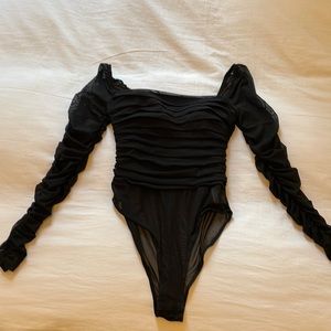 Princess Polly black mesh long sleeve body suit size 6!